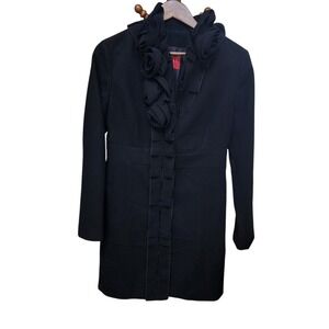 Elle black dress/ pea coat featuring roses size Small